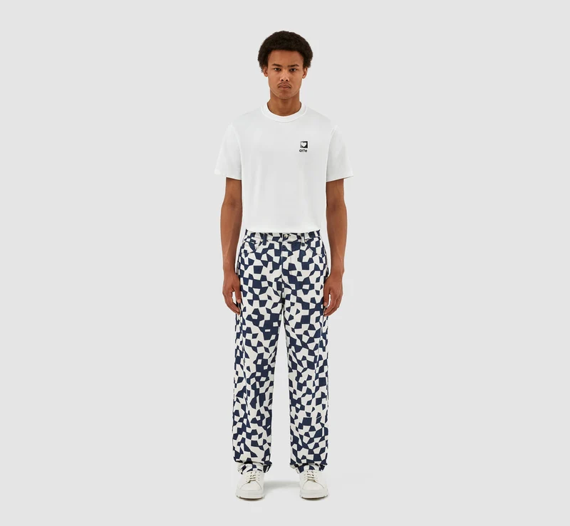 Pantalon Paul Abstract - Marine/Blanc