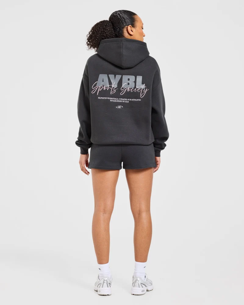 Sports Society Oversized Shorts - Charcoal