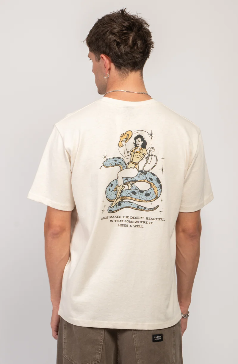 T-shirt en coton bio ivoire Cowgirl Snake