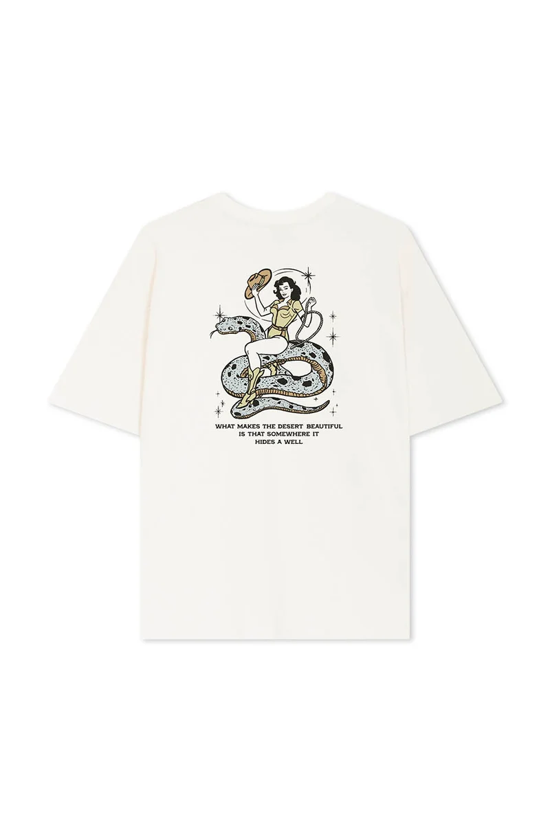 T-shirt en coton bio ivoire Cowgirl Snake