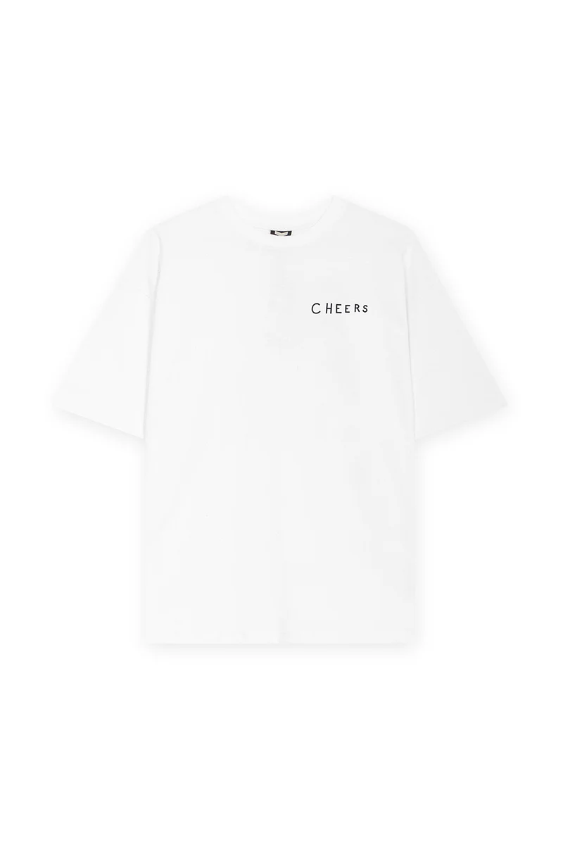 Cheers T-Shirt blanc en coton biologique