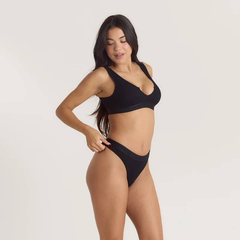 Brassière Push-Up Soft Ribbed - Noir