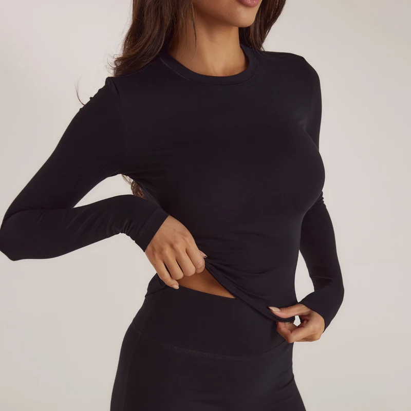 T-Shirt Manches Longues en Coton - Noir