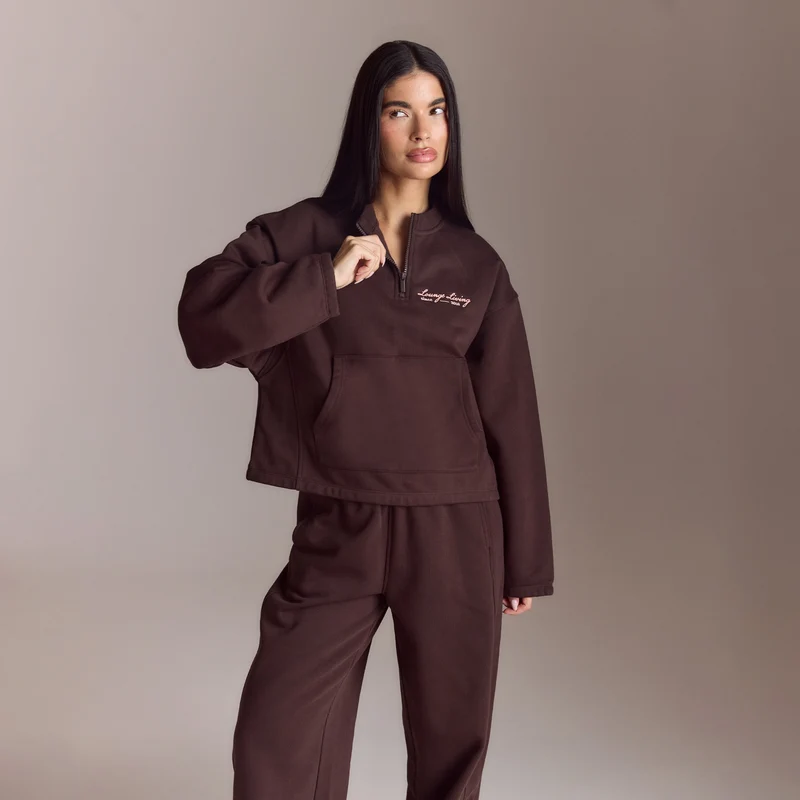 Pull avec Quart de Zip Lounge Living - Chocolat