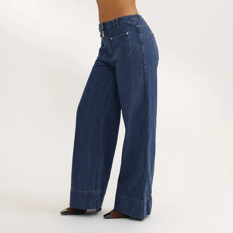 Jean Large Taille Haute - Bleu