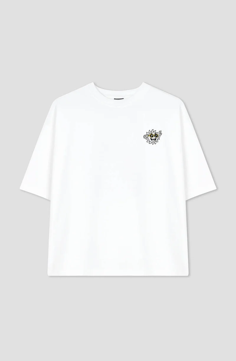 T-shirt Life Is Short Coton Biologique Blanc / Jaune