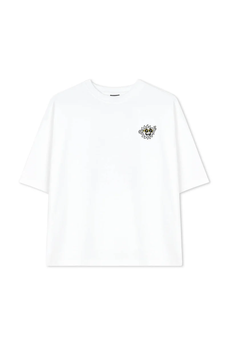 T-shirt Life Is Short Coton Biologique Blanc / Jaune