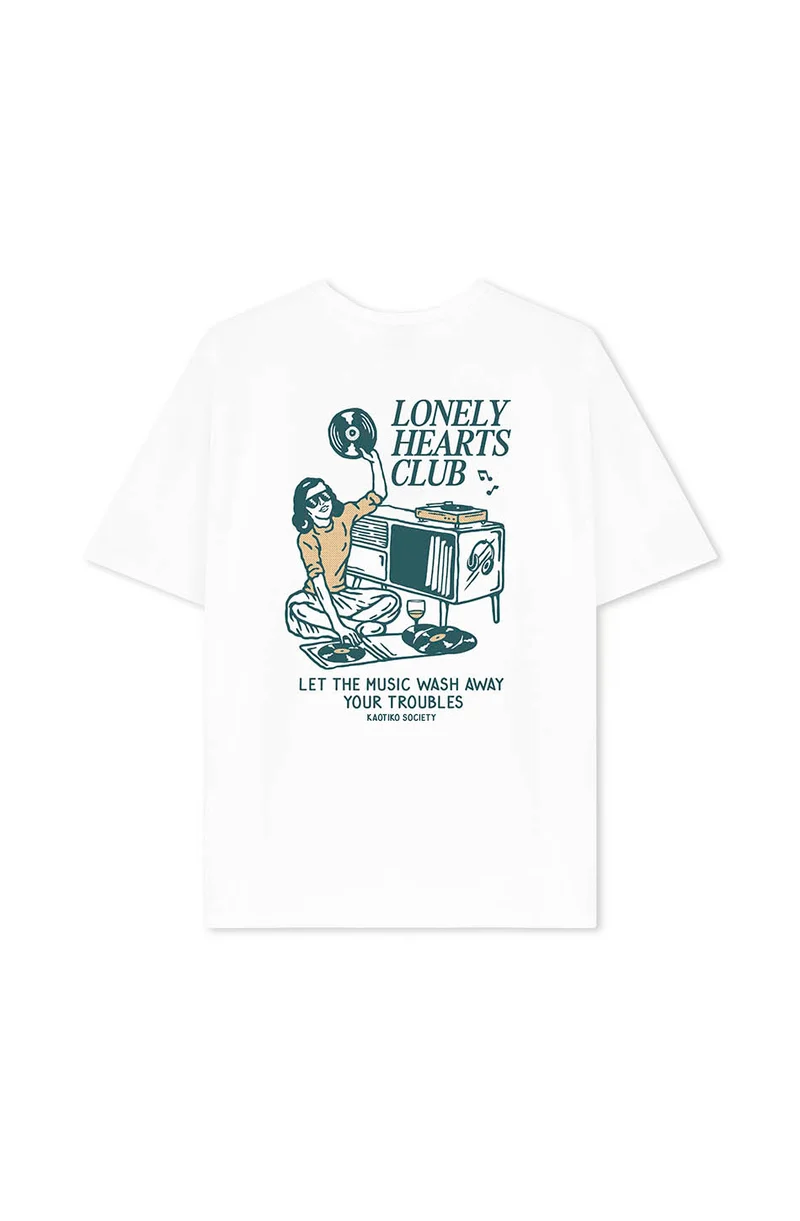 T-shirt blanc en coton biologique Lonely Hearts