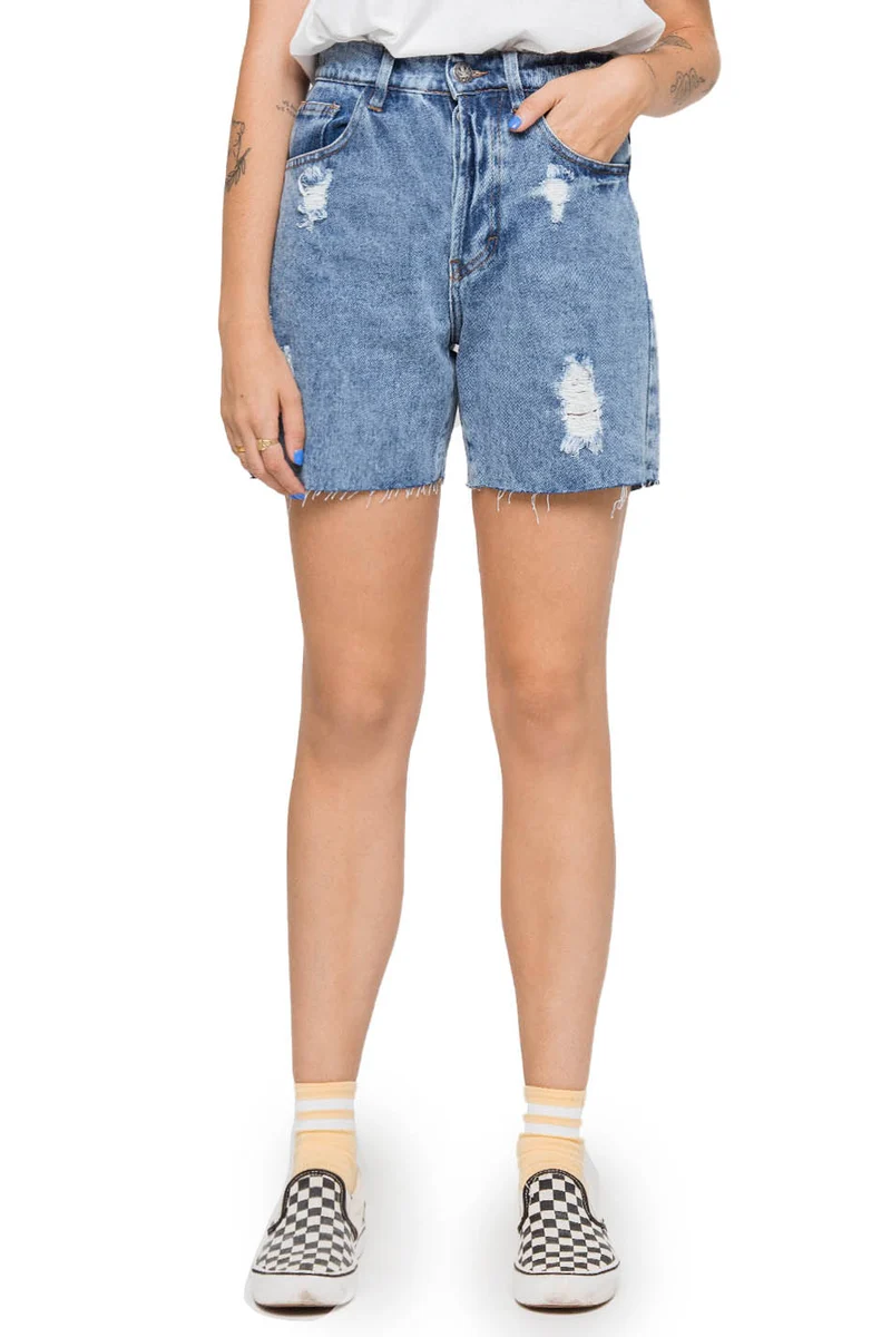 Short mi-long en jean vintage