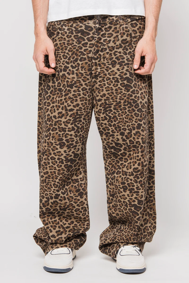 Pantalon Ample en Léopard Marron