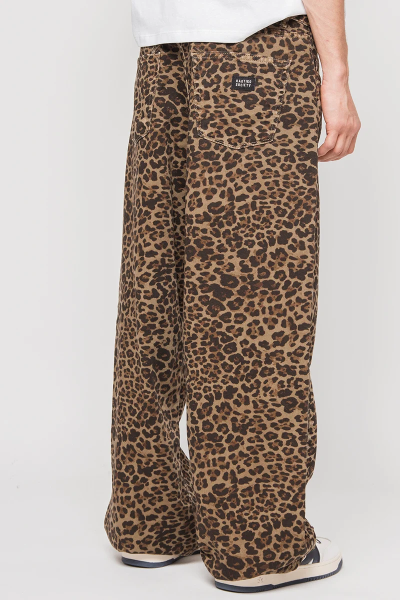 Pantalon Ample en Léopard Marron