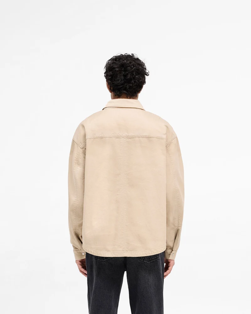 Cotton Zip Through Shirt - Beige