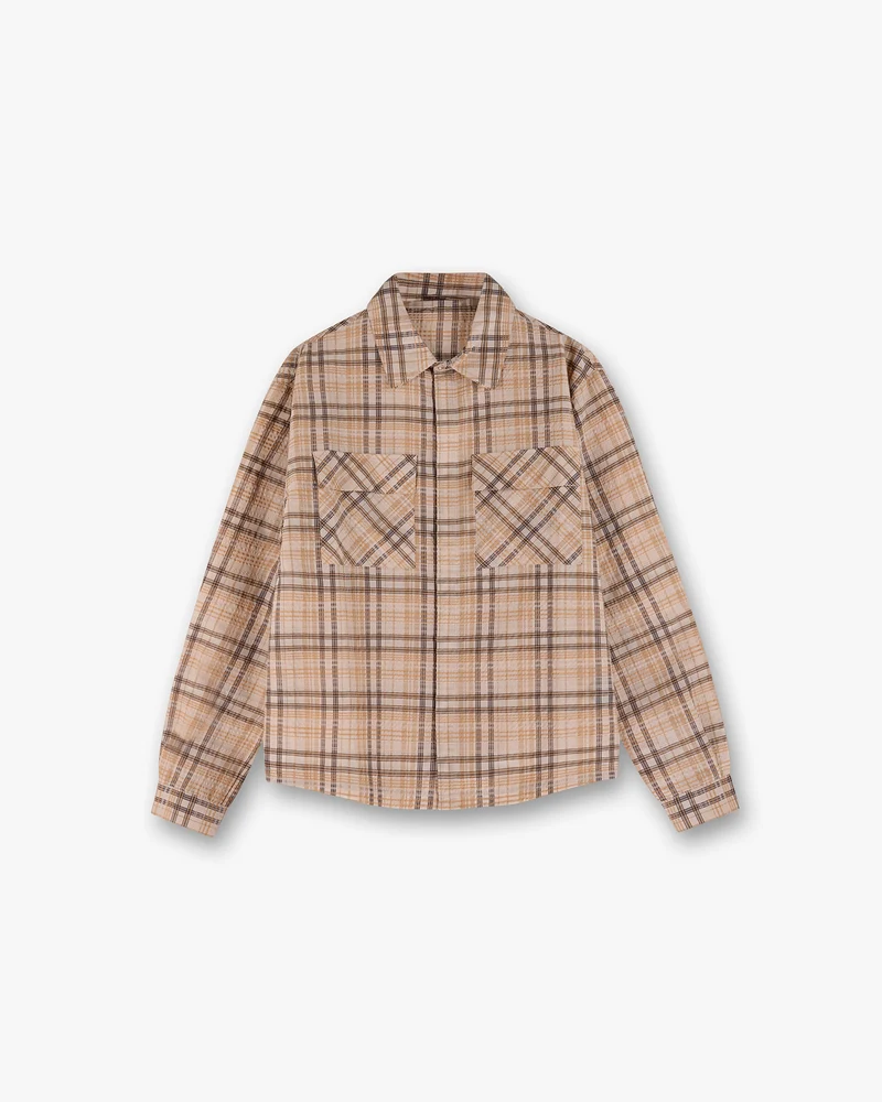 Sheer Flannel Shirt - Brown Check