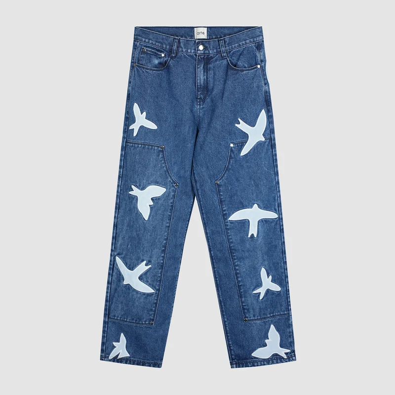 Pantalon Parker Birds - Bleu lavé