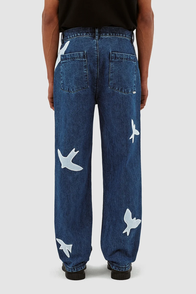 Pantalon Parker Birds - Bleu lavé