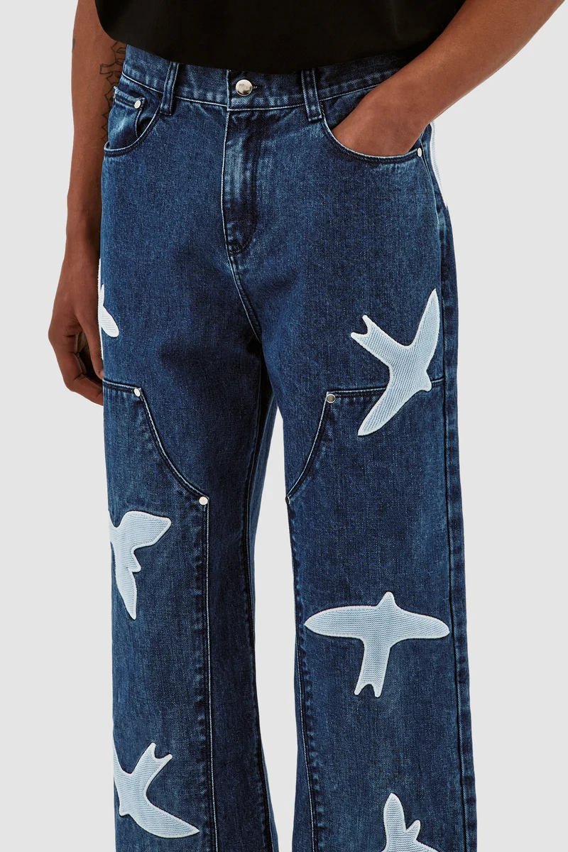 Pantalon Parker Birds - Bleu lavé