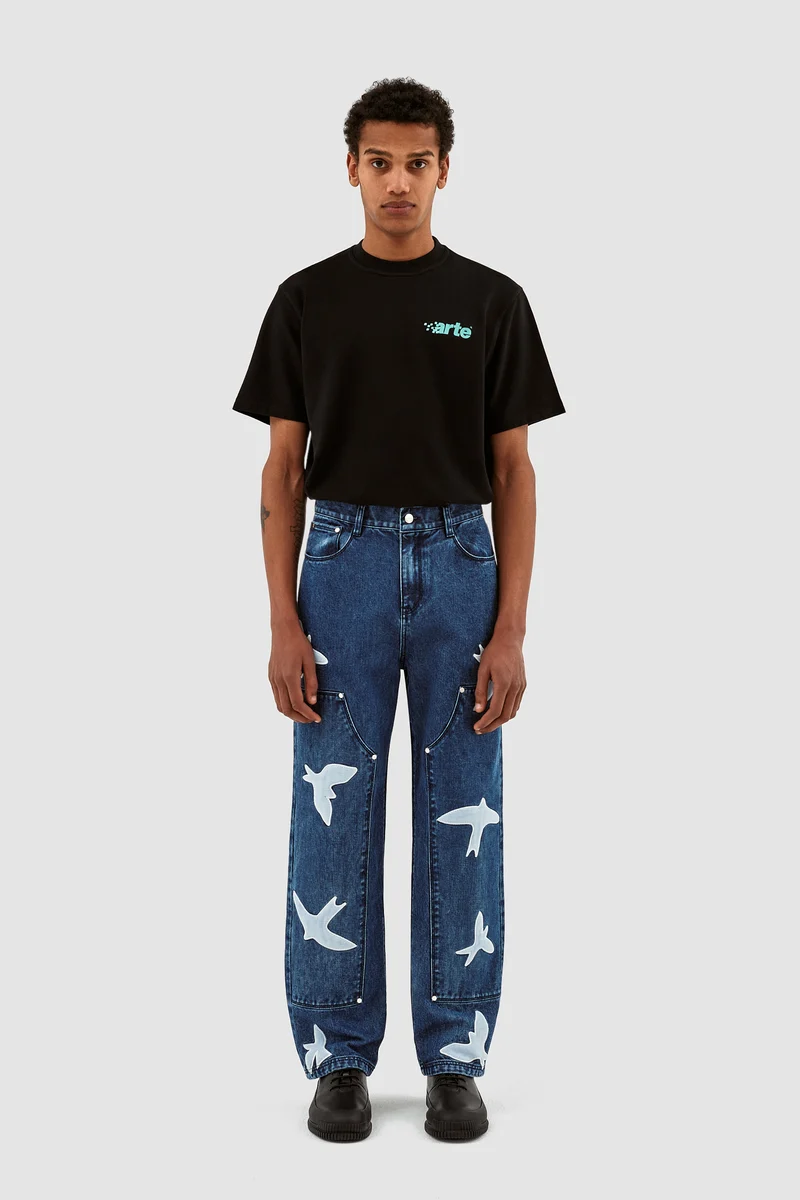 Pantalon Parker Birds - Bleu lavé
