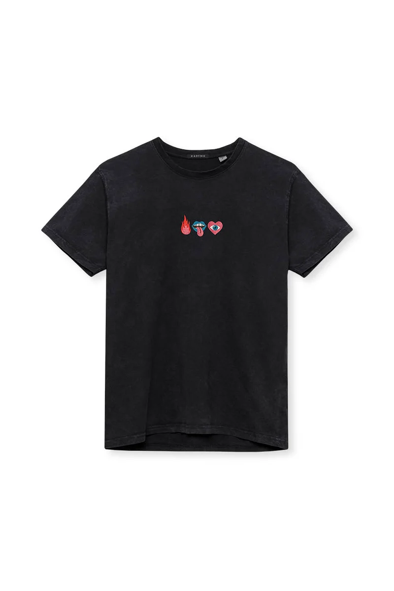 Tee-shirt Washed Mouth Black