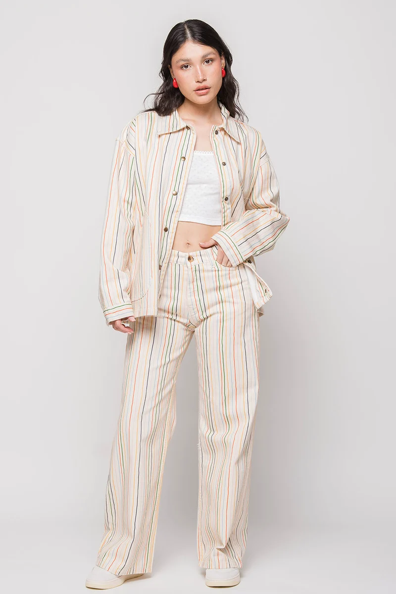 Pantalon à rayures multiples Apple Ivory