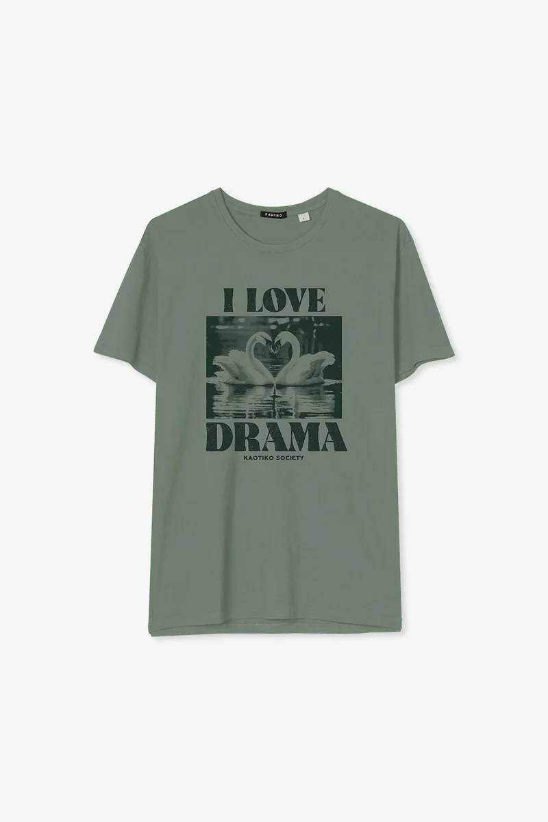 T-shirt vert cygnes lavés