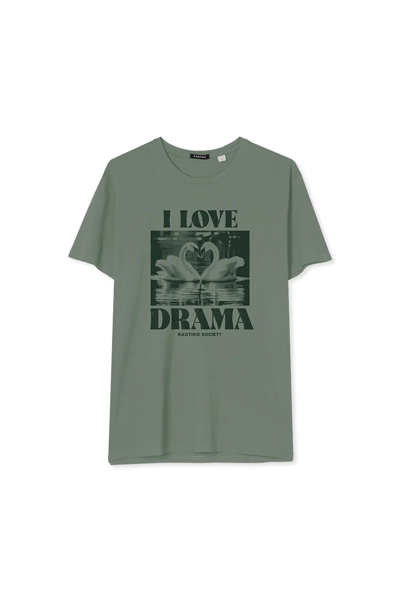 T-shirt vert cygnes lavés