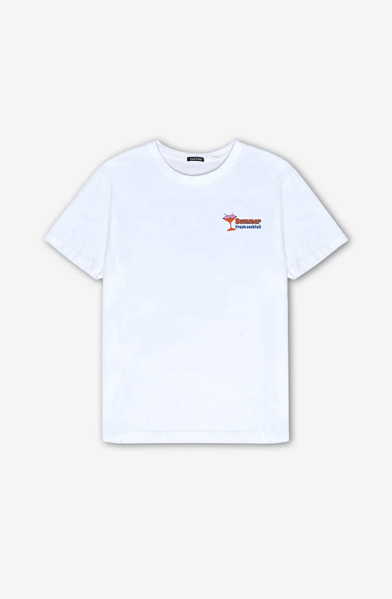 T-shirt blanc Tropical Bar délavé