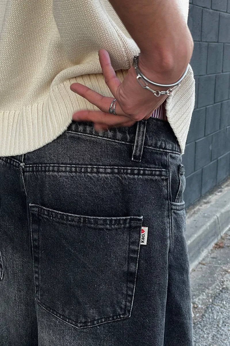 Pantalon Losse Baggy Denim Black