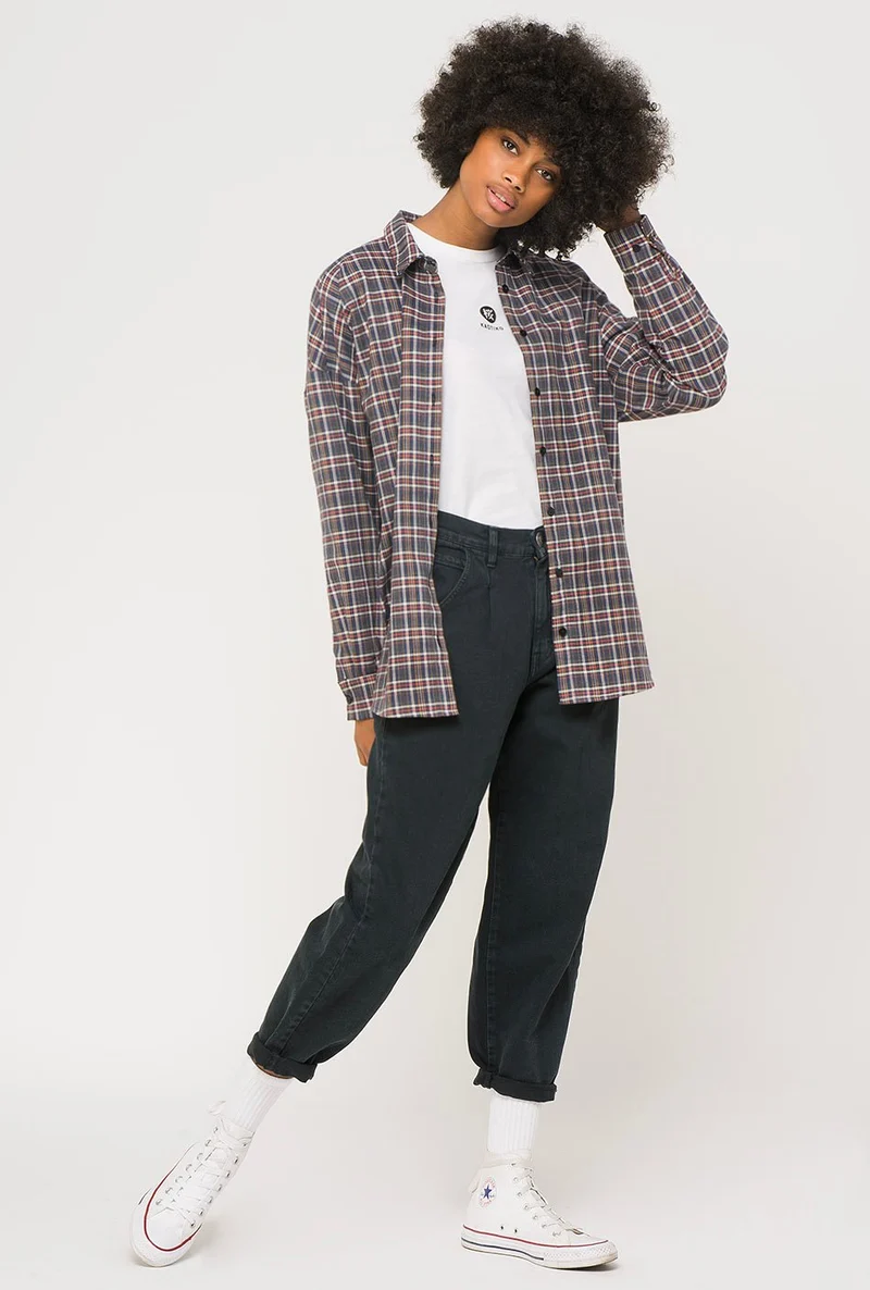 T-shirt Carreaux Oversize Gris
