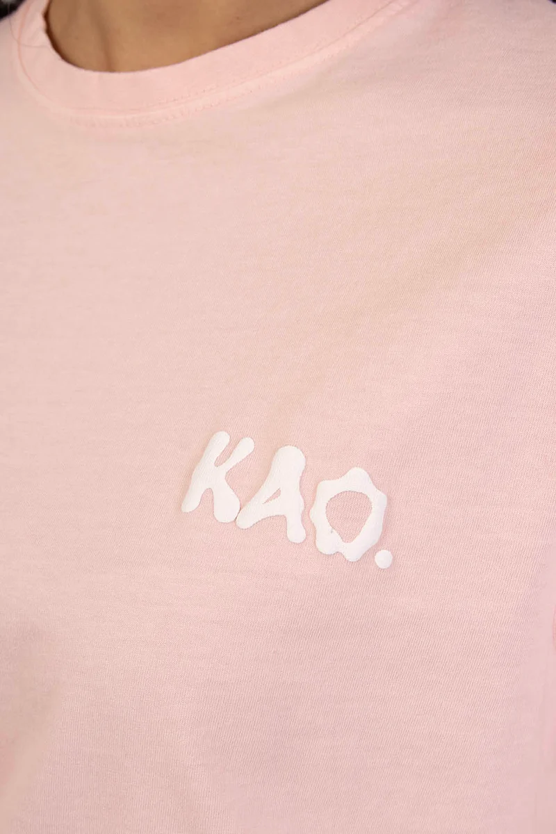 Tee-shirt Washed Find Yourself Pink