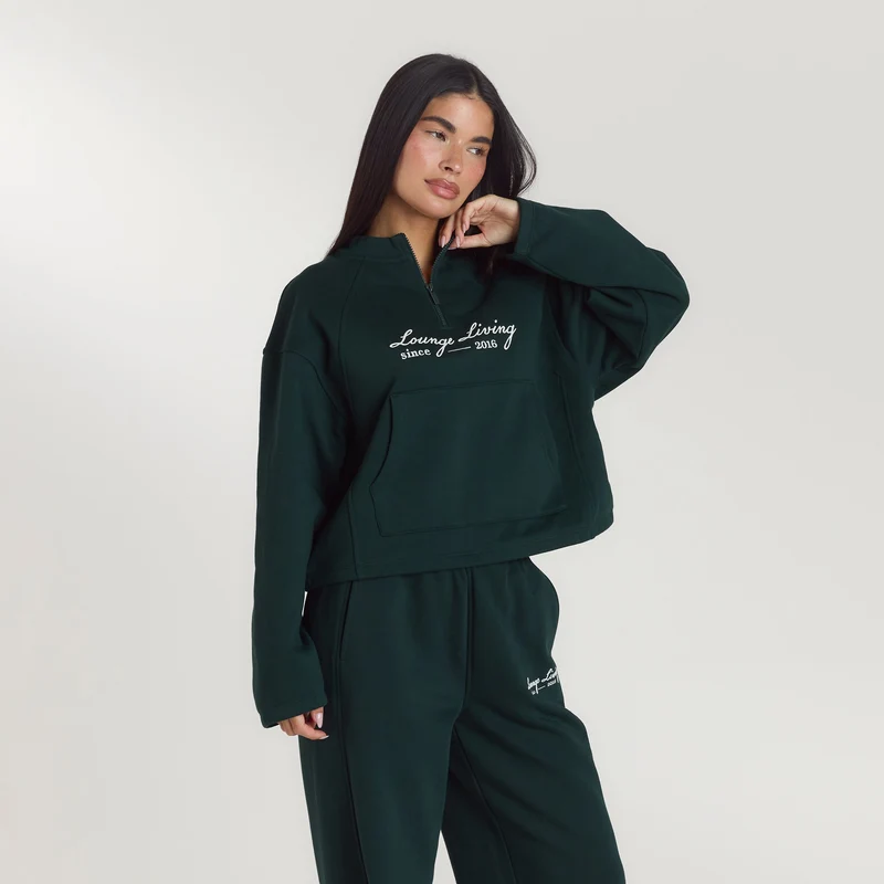 Pull avec Quart de Zip Lounge Living - Vert Forêt