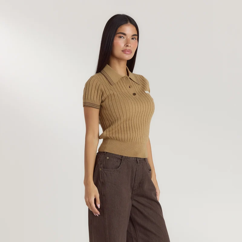 Polo en Maille - Beige