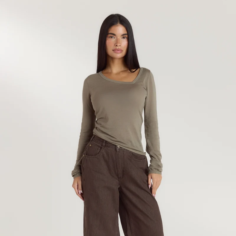 Haut Asymétrique en Maille Fine - Thym