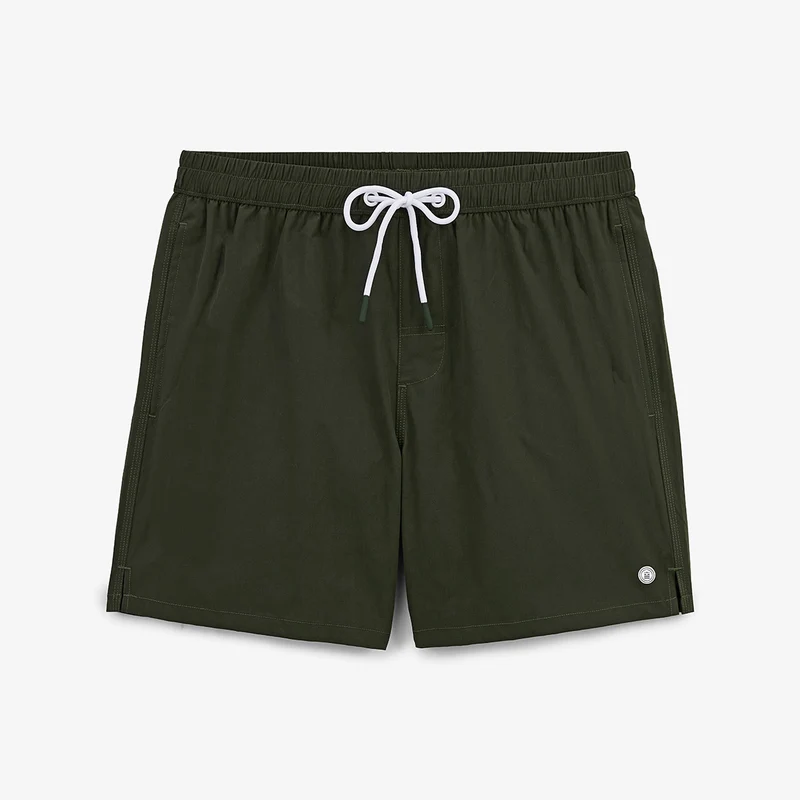 Short de bain uni Nestor vert kaki
