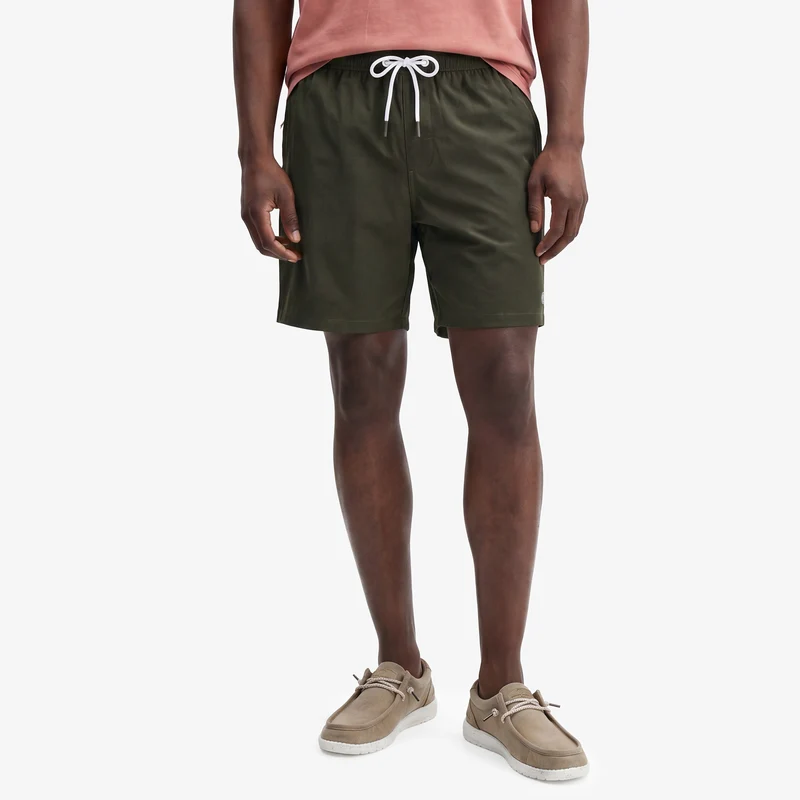 Short de bain uni Nestor vert kaki