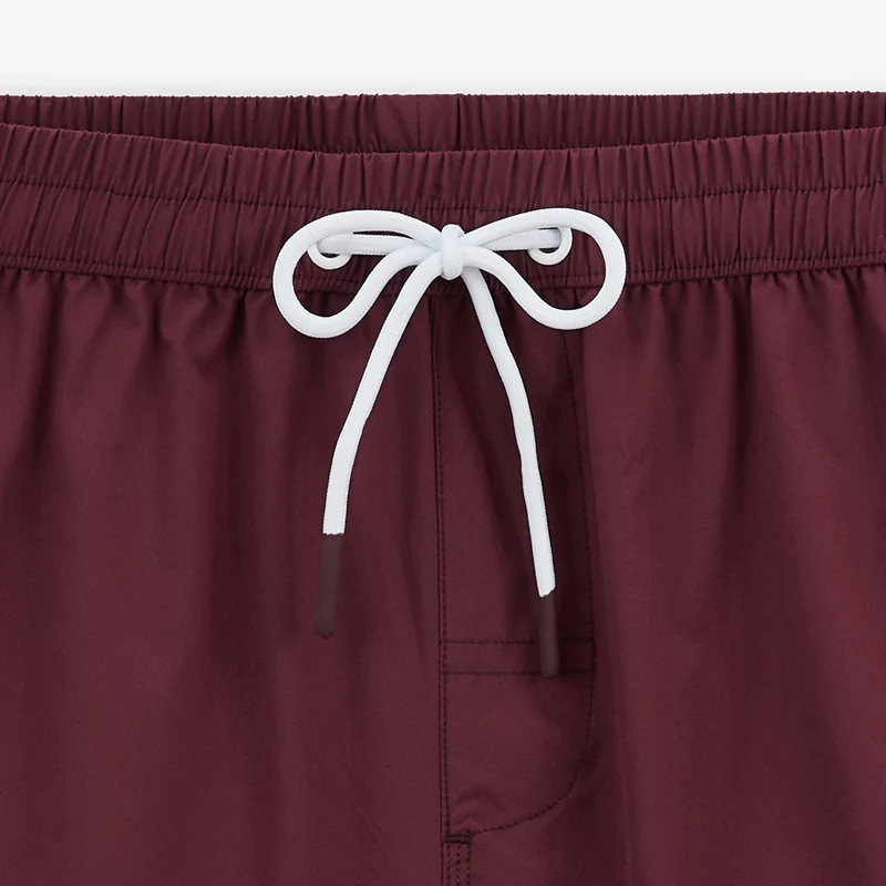 Short de bain uni Nestor rouge bordeaux
