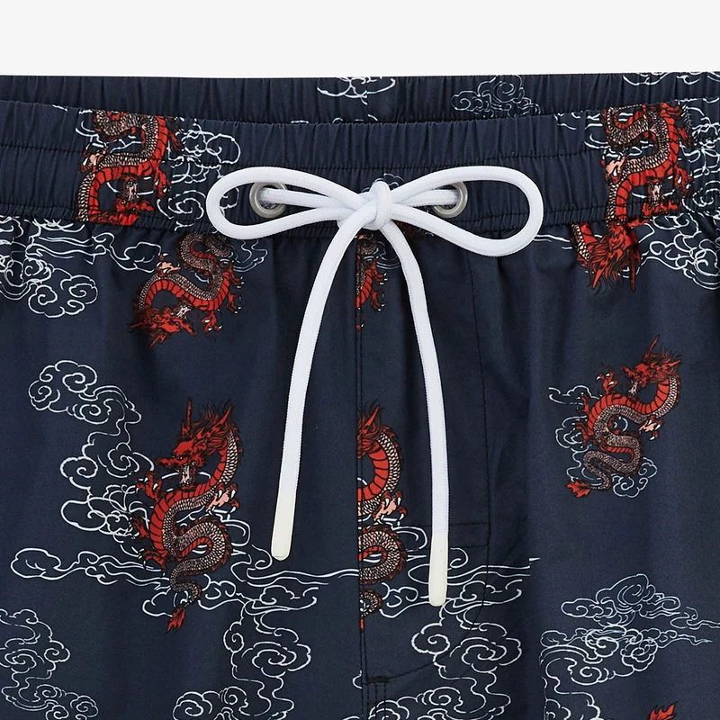Short de bain imprimé dragons Nestor bleu marine