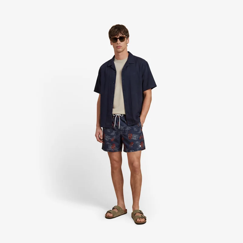 Short de bain imprimé dragons Nestor bleu marine