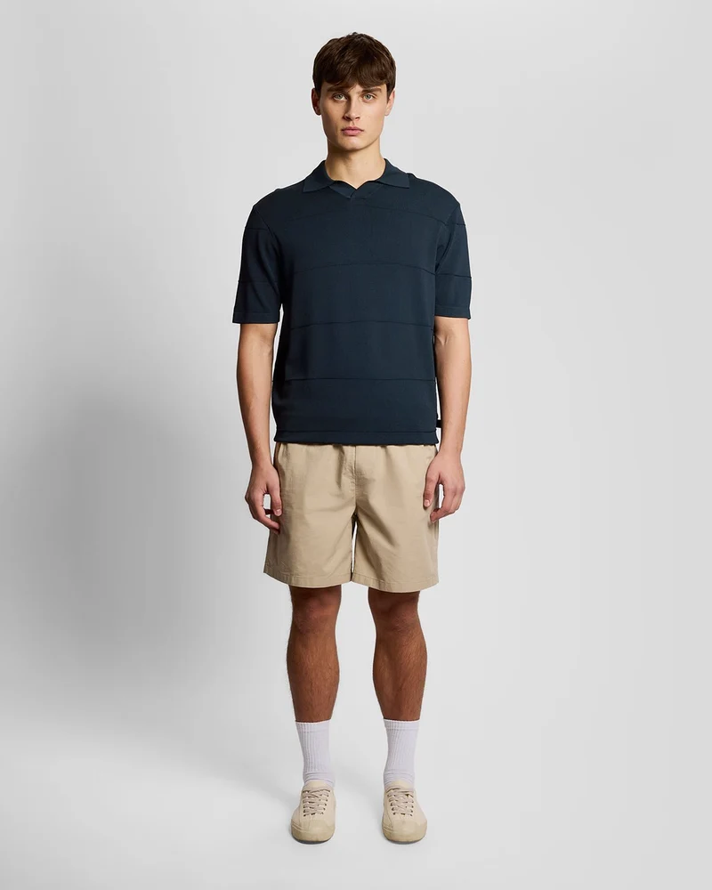 Open Collar Fine Knitted Polo Shirt