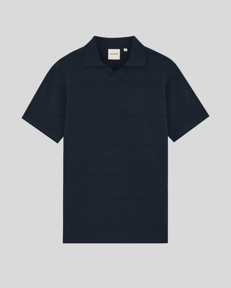 Open Collar Fine Knitted Polo Shirt