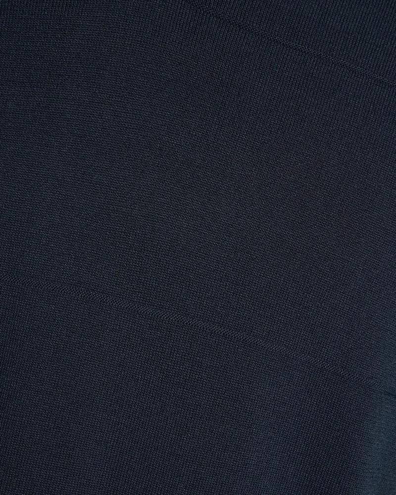 Open Collar Fine Knitted Polo Shirt