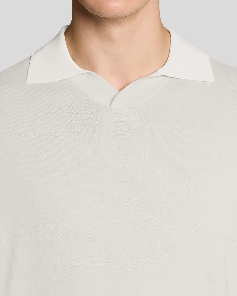 Open Collar Fine Knitted Polo Shirt