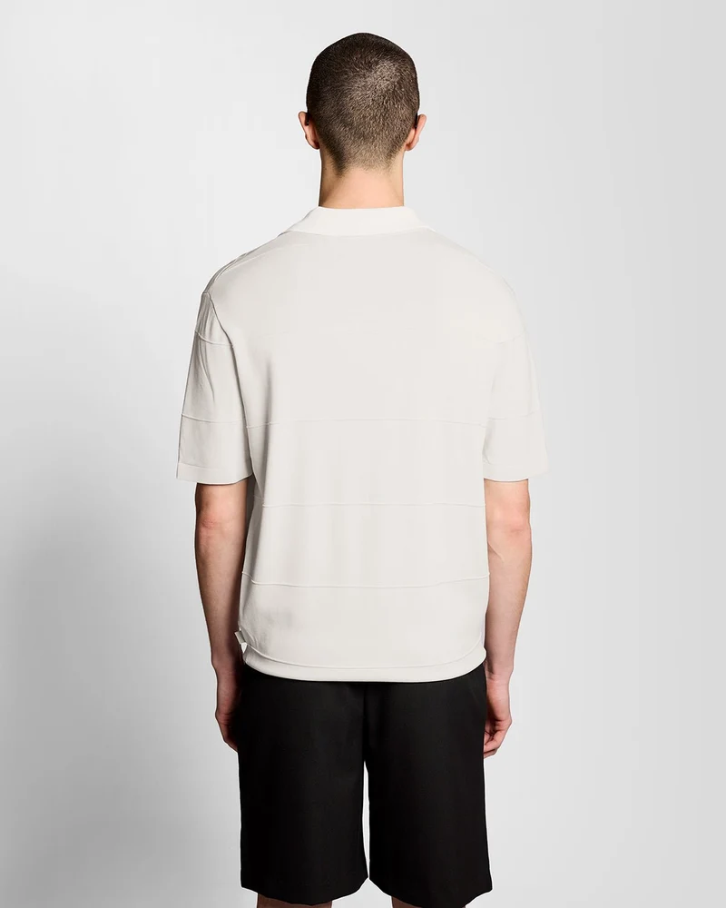 Open Collar Fine Knitted Polo Shirt