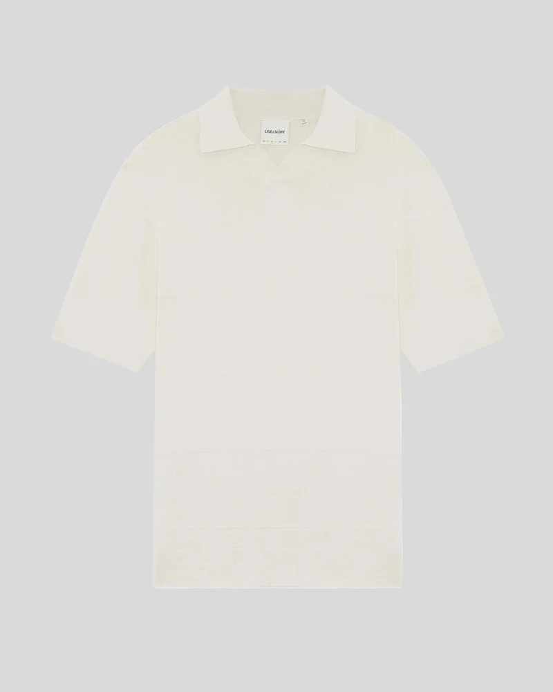 Open Collar Fine Knitted Polo Shirt