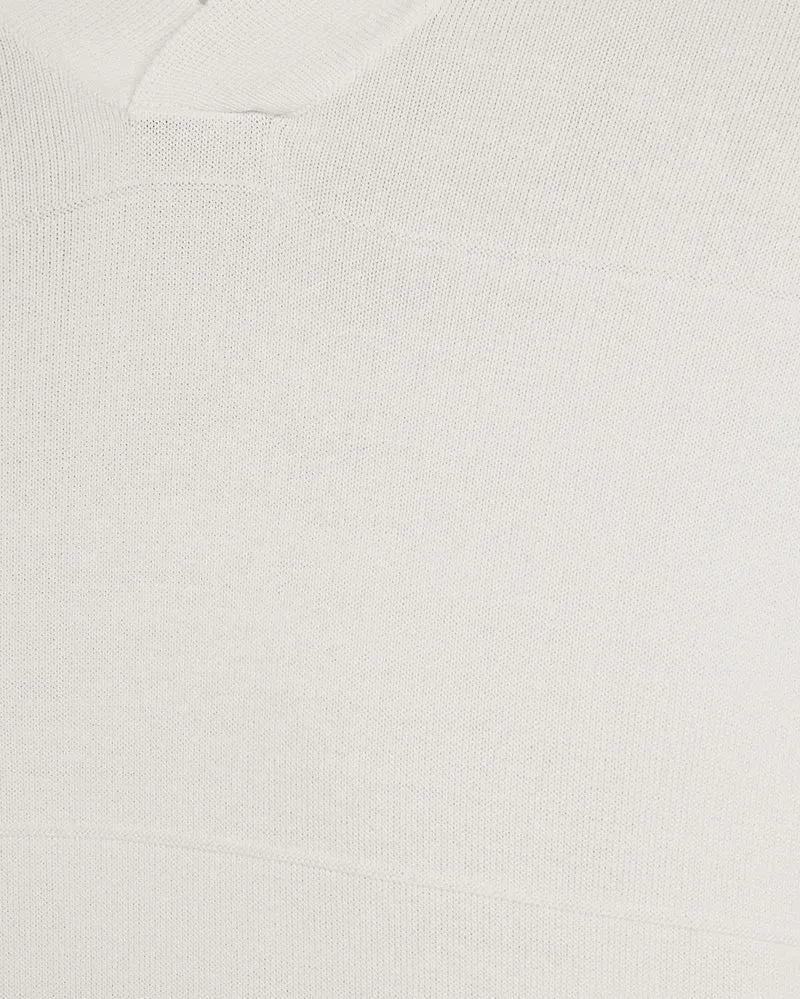 Open Collar Fine Knitted Polo Shirt