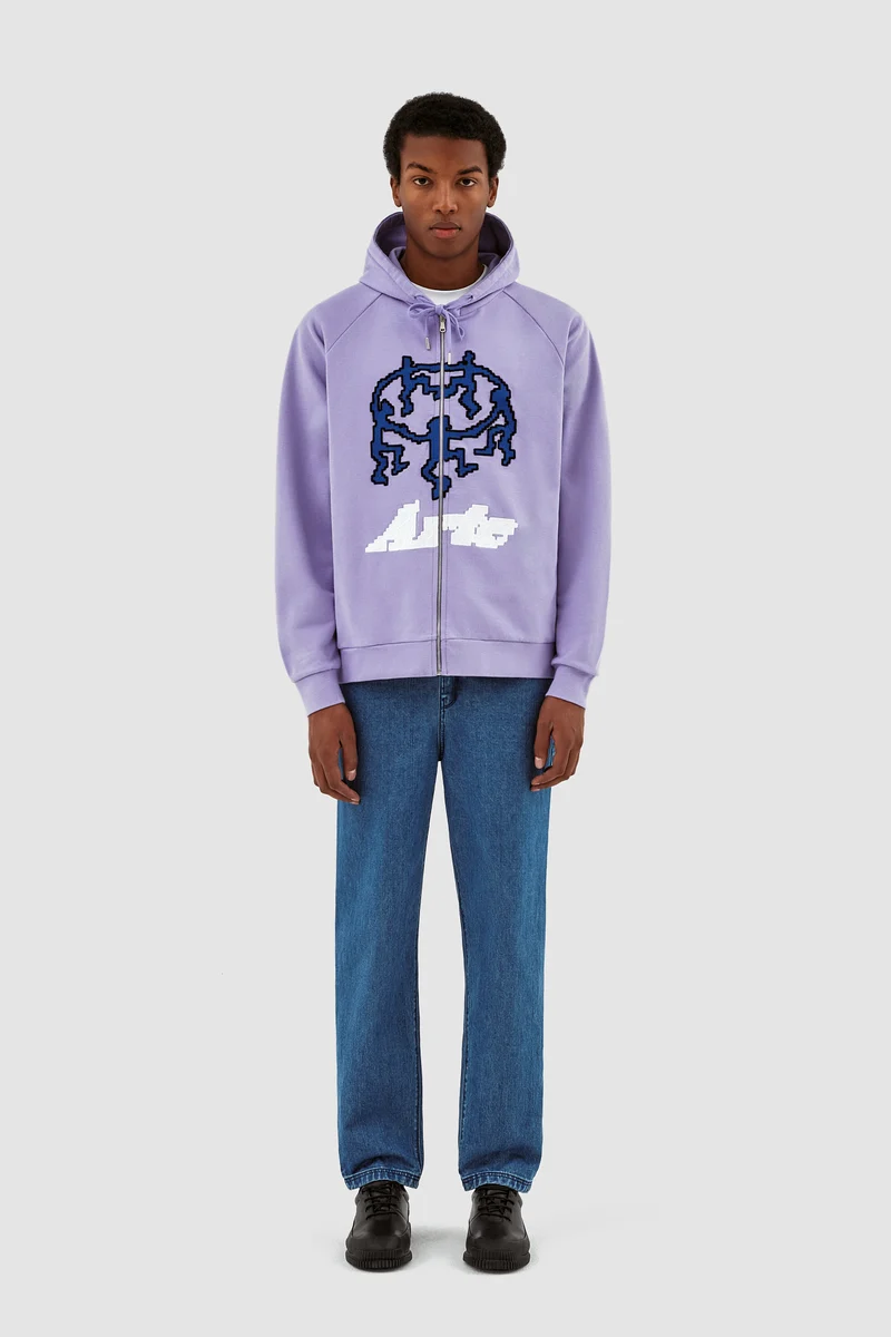 Joe Pixel Dancer Zip Hoodie - Lilas