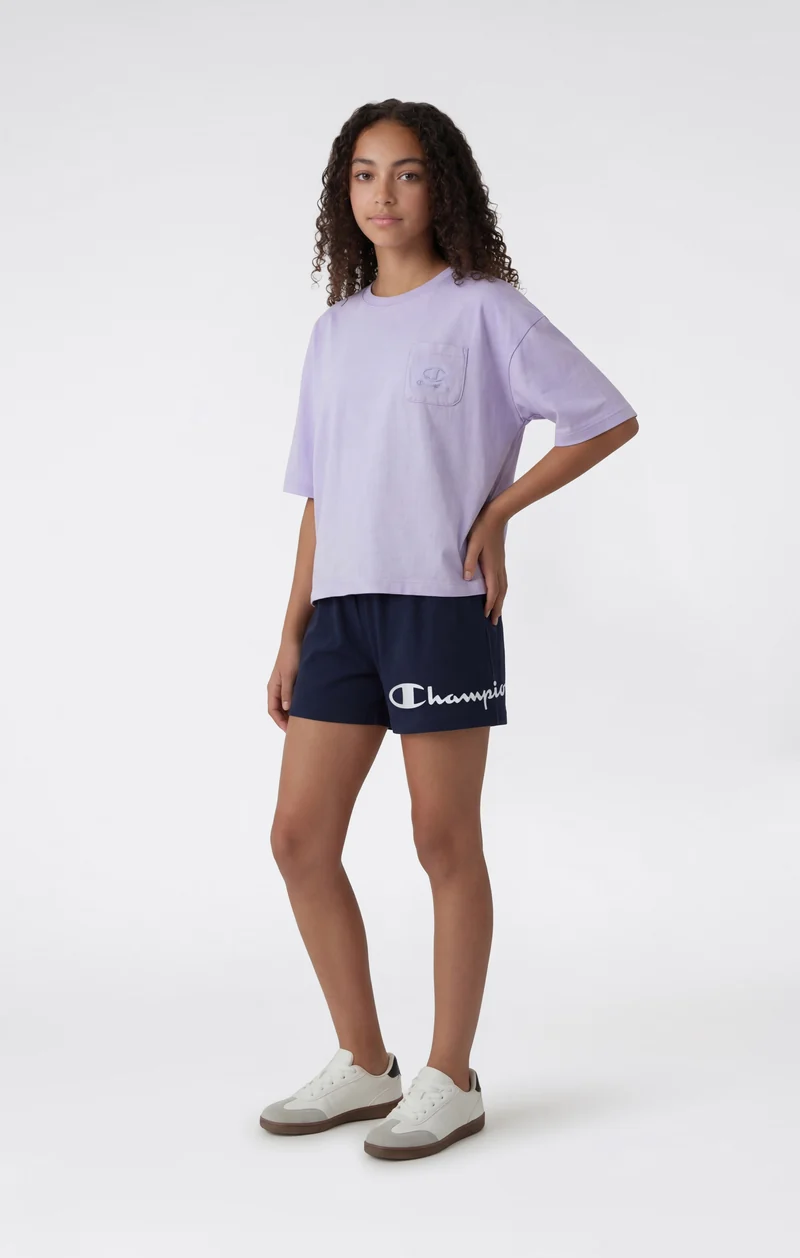 Girls’ Cotton Shorts with Maxi Logo
