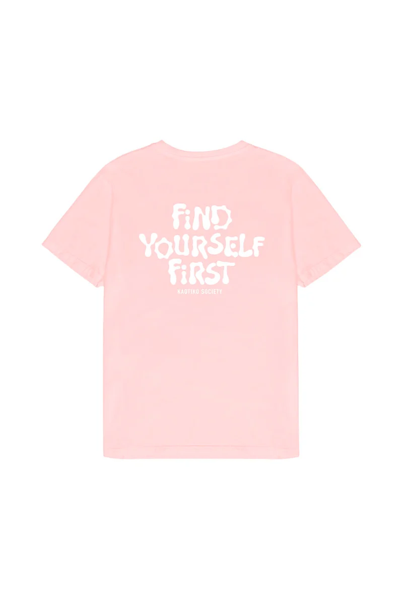 Tee-shirt Washed Find Yourself Pink