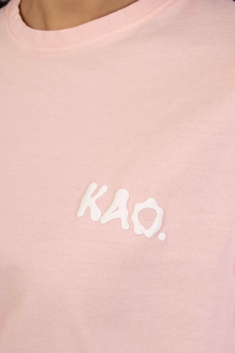 Tee-shirt Washed Find Yourself Pink
