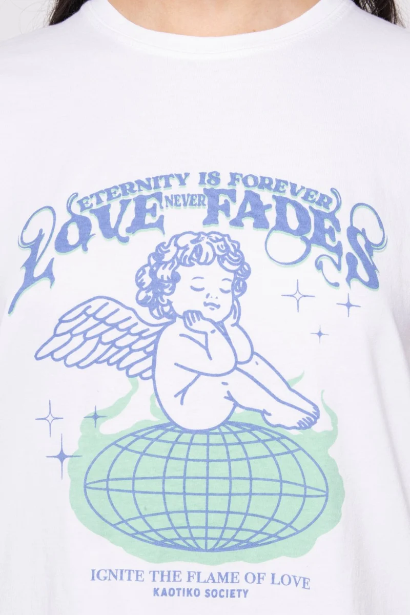 Tee-shirt Washed Flame Of Love White