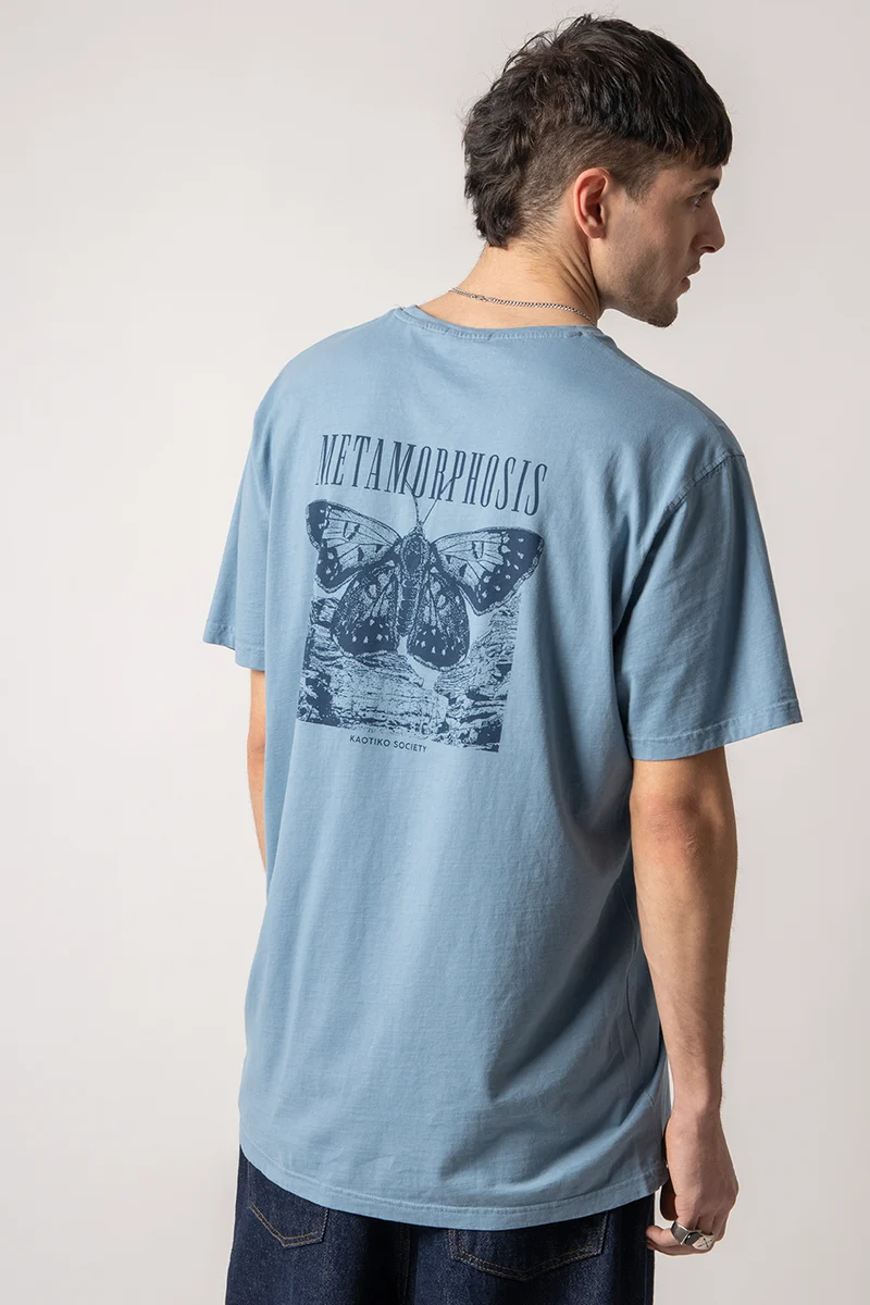T-shirt Washed Fly bleu métamorphose
